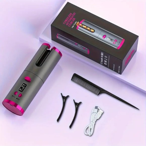 Cordless Auto Rotating Ceramic Hair Curler with Accessories - Picture 8 of 13